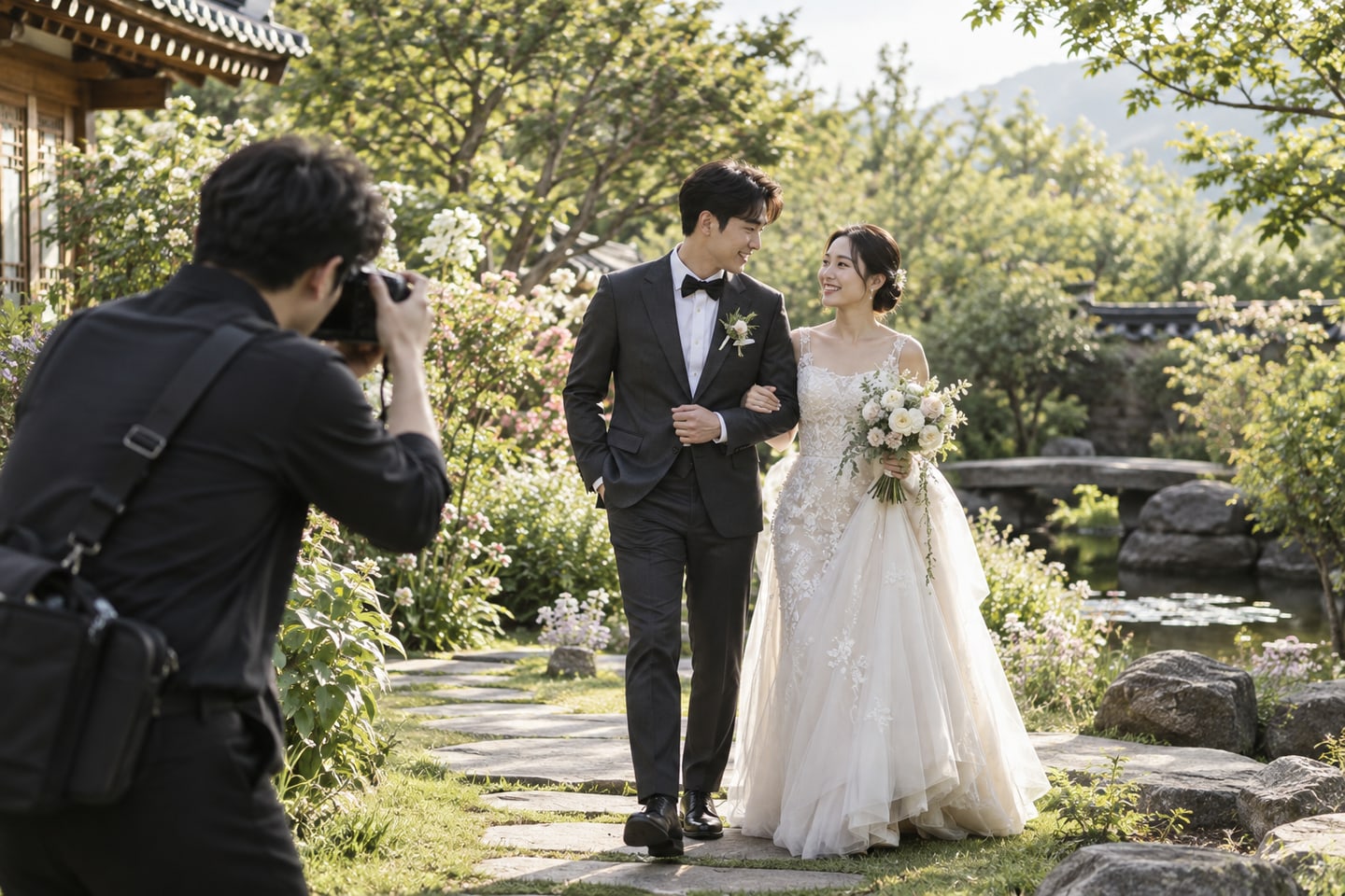 두 사람의 자연스러운 움직임을 관찰하는 촬영