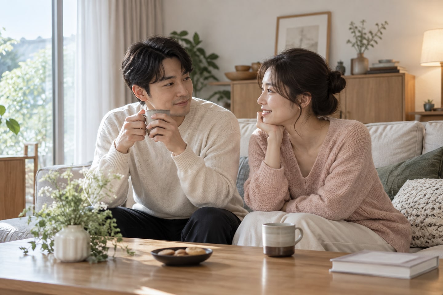 집에서 두 사람의 기억을 나누는 대화