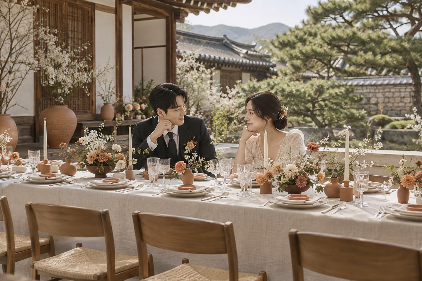 전체 테이블에 절제된 색을 반복한 배치