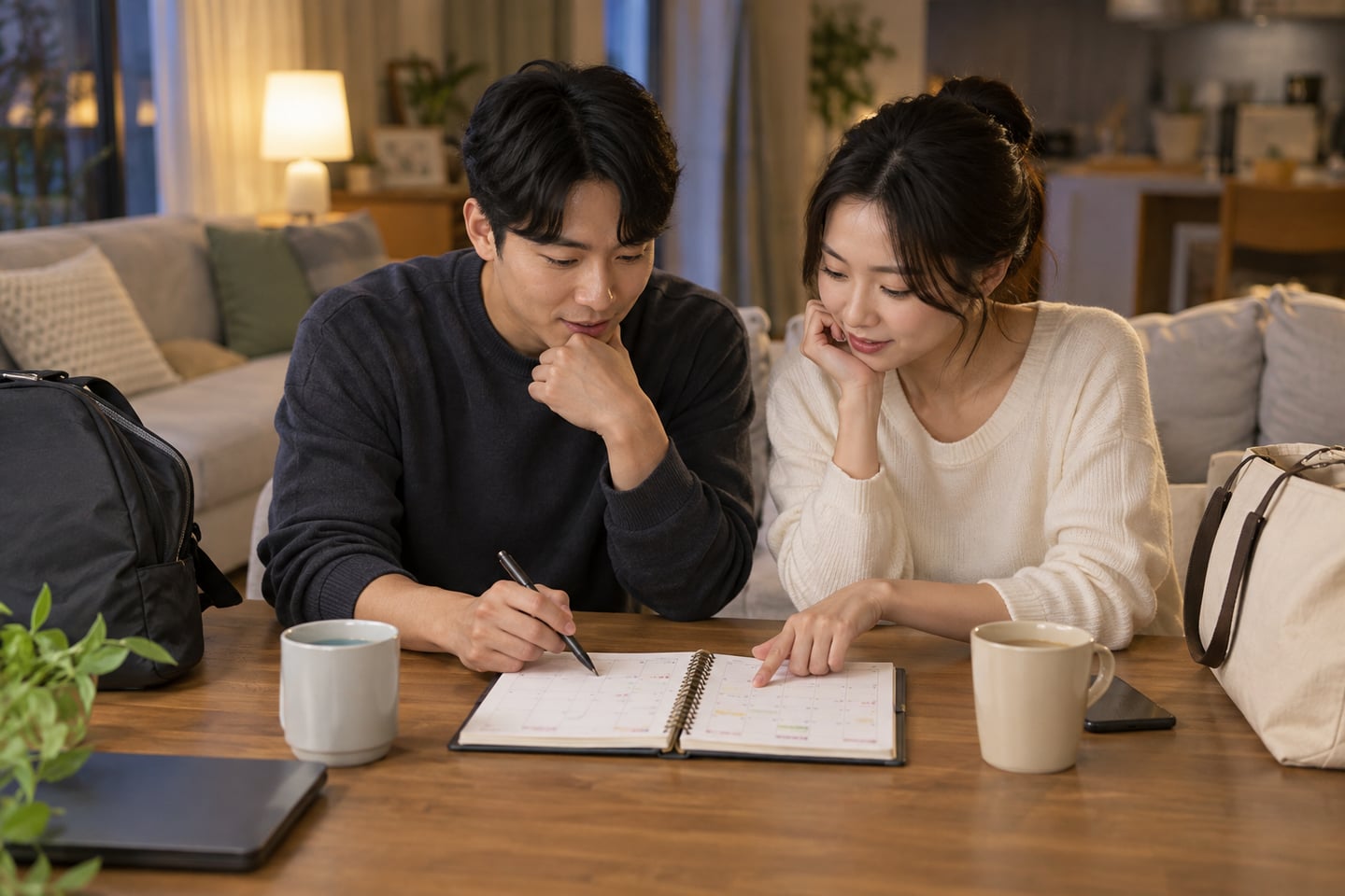 실제로 식사할 수 있는 시간을 함께 조율하는 예시