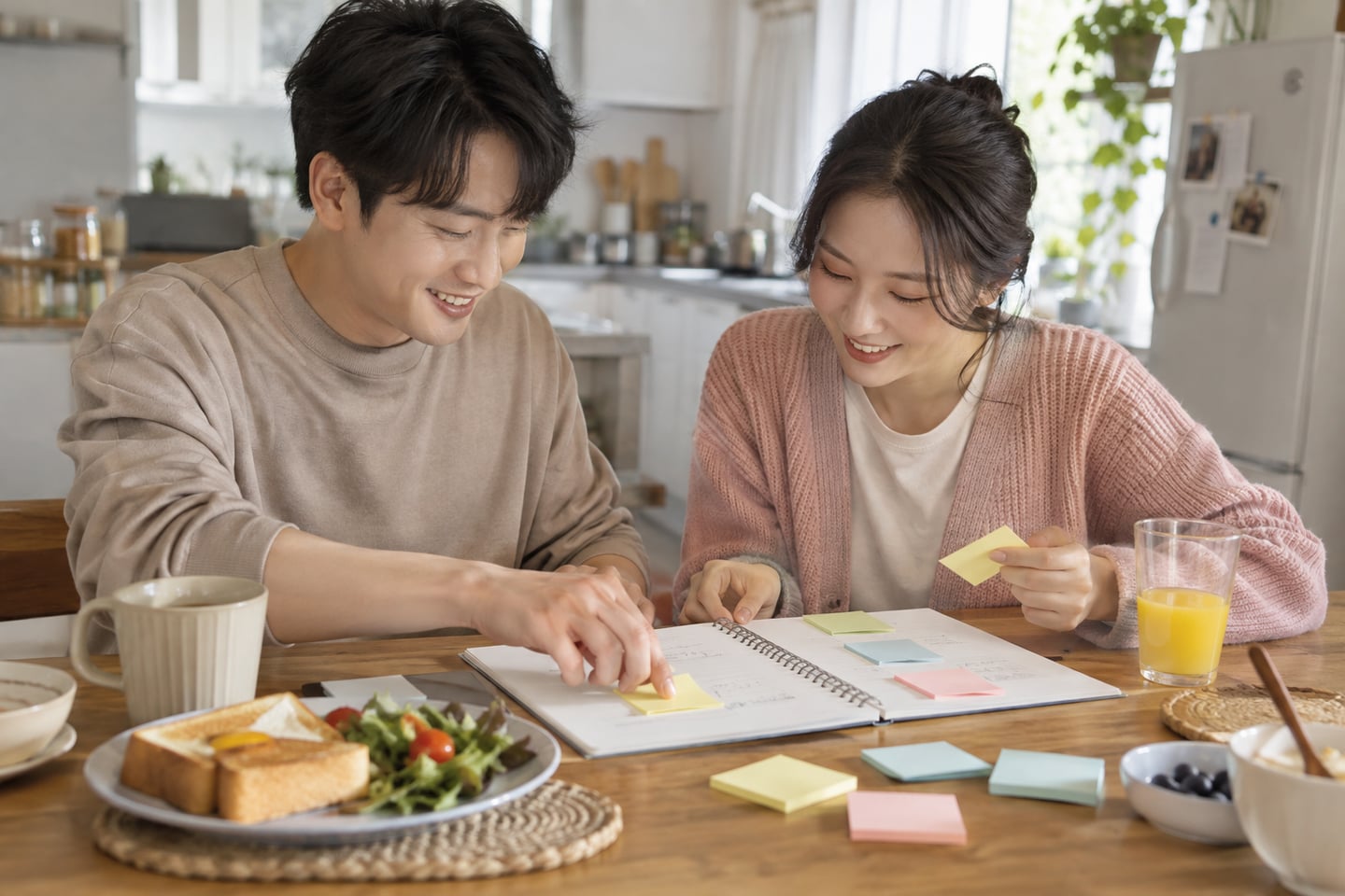 실제로 해 본 뒤 집안일의 담당과 범위를 조정하는 장면
