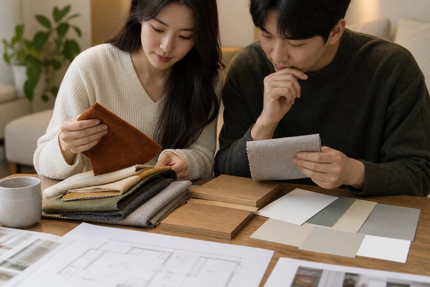 색과 소재의 선호를 구체적으로 비교하는 예시