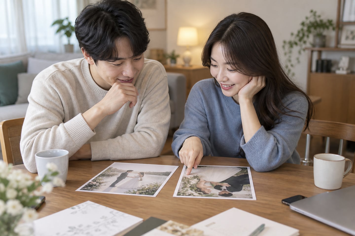 두 사람이 함께 결정해야 하는 항목을 비교하는 장면
