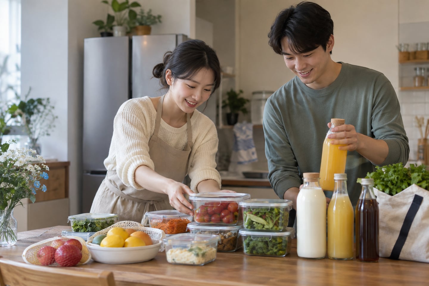 자주 보관하는 용기를 기준으로 내부 칸을 비교하는 예시